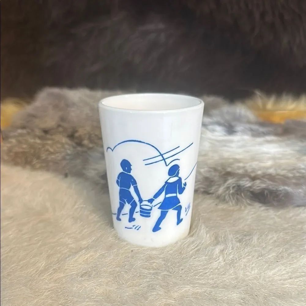 Vintage White and Blue Ceramic Cup (6024B)
